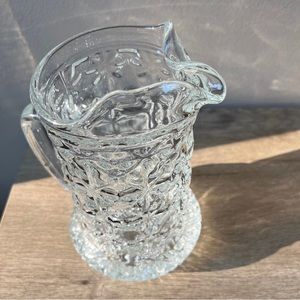Williamsburg Pressed by TIFFIN-FRANCISCAN Diamond Cut Pressed Glass Pitcher 8.5”
